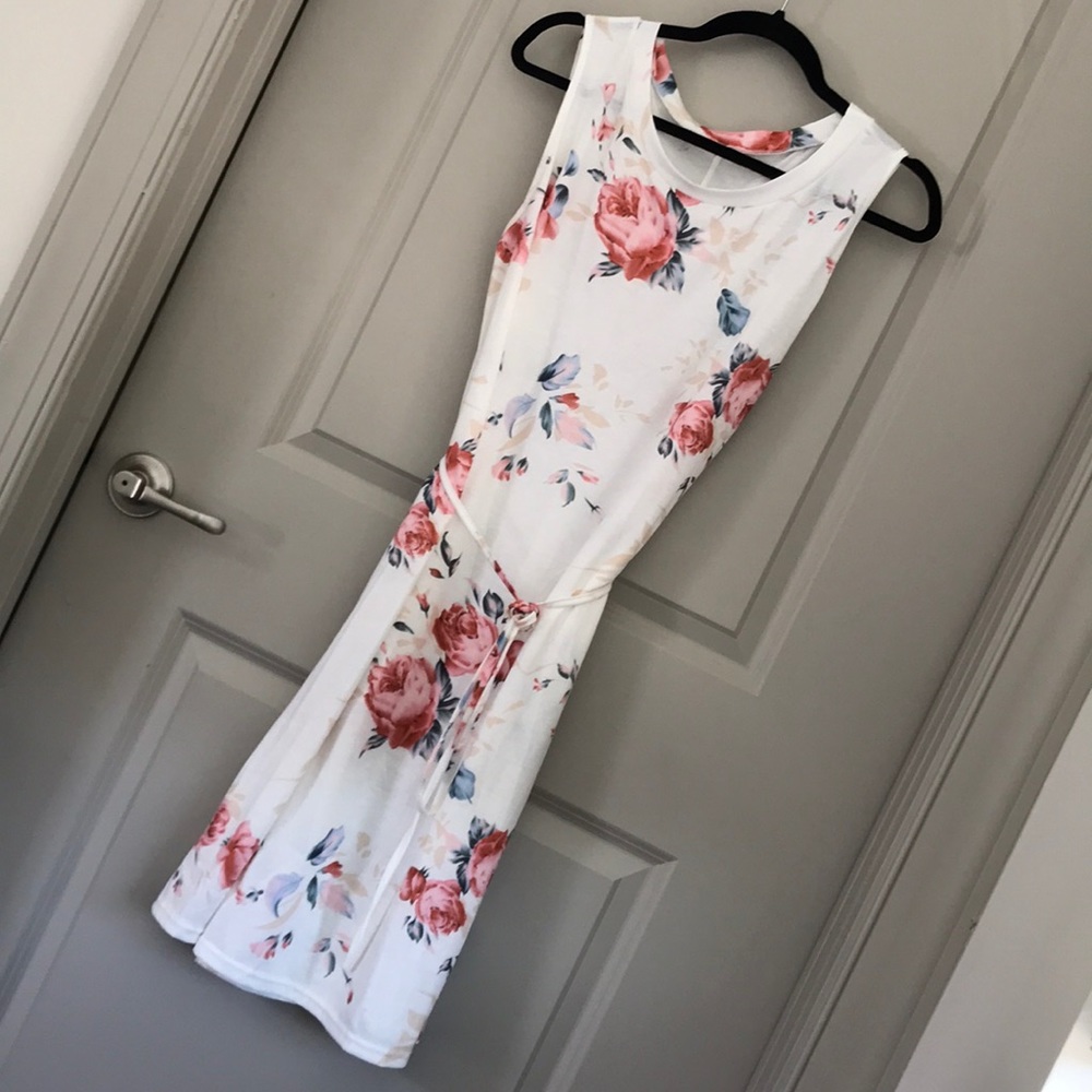 White cotton floral dress